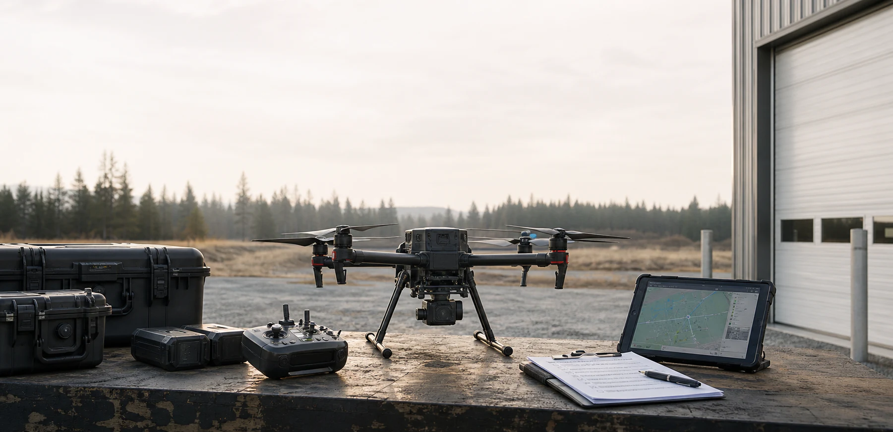 Professional UAV equipment prepared for advanced flight training